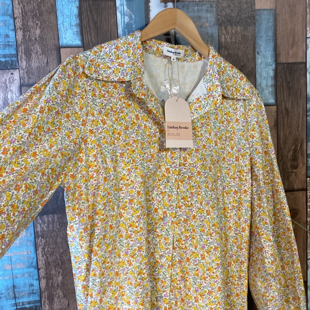 Lindsay Brooke x Roole Medium cotton button down Floral Dress - Picture 7 of 16